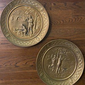 Pair of 14 Inch Vintage Brass Wall Plates